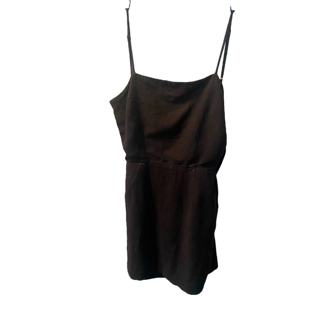 Garage Black Linen Blend Open Back Dress XS